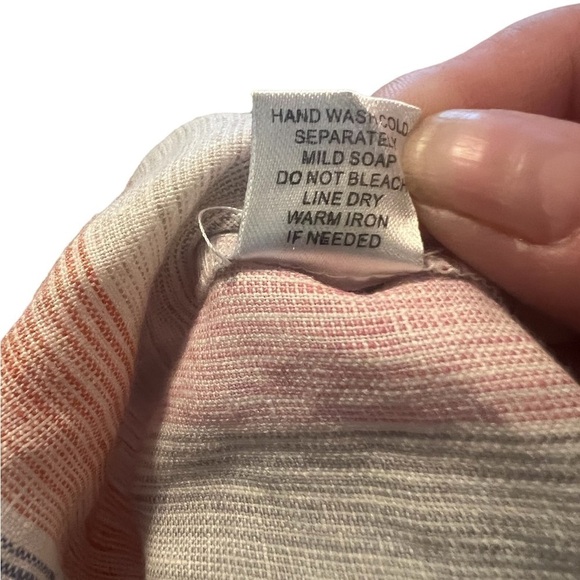 For Cynthia 100% linen 3/4 length sleeve striped blouse - Picture 7 of 8